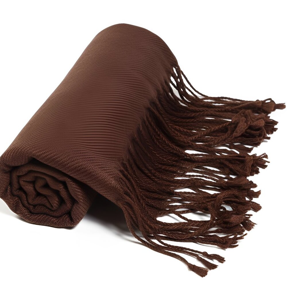 Oussum Large Silky Viscose Scarf Brown Lightweight Soft Shawl for Gifts - Picture 5 of 6
